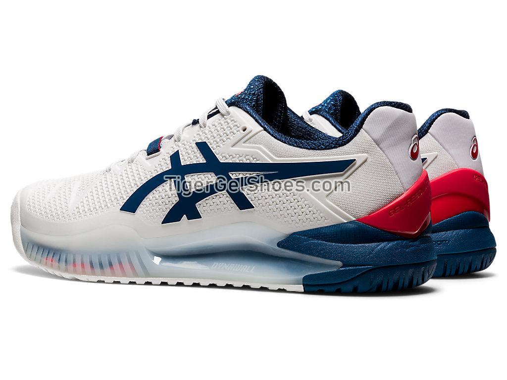 Asics GEL-RESOLUTION 8 (2E) White/Mako Blue 1041A113-103 Mens Tennis Shoes
