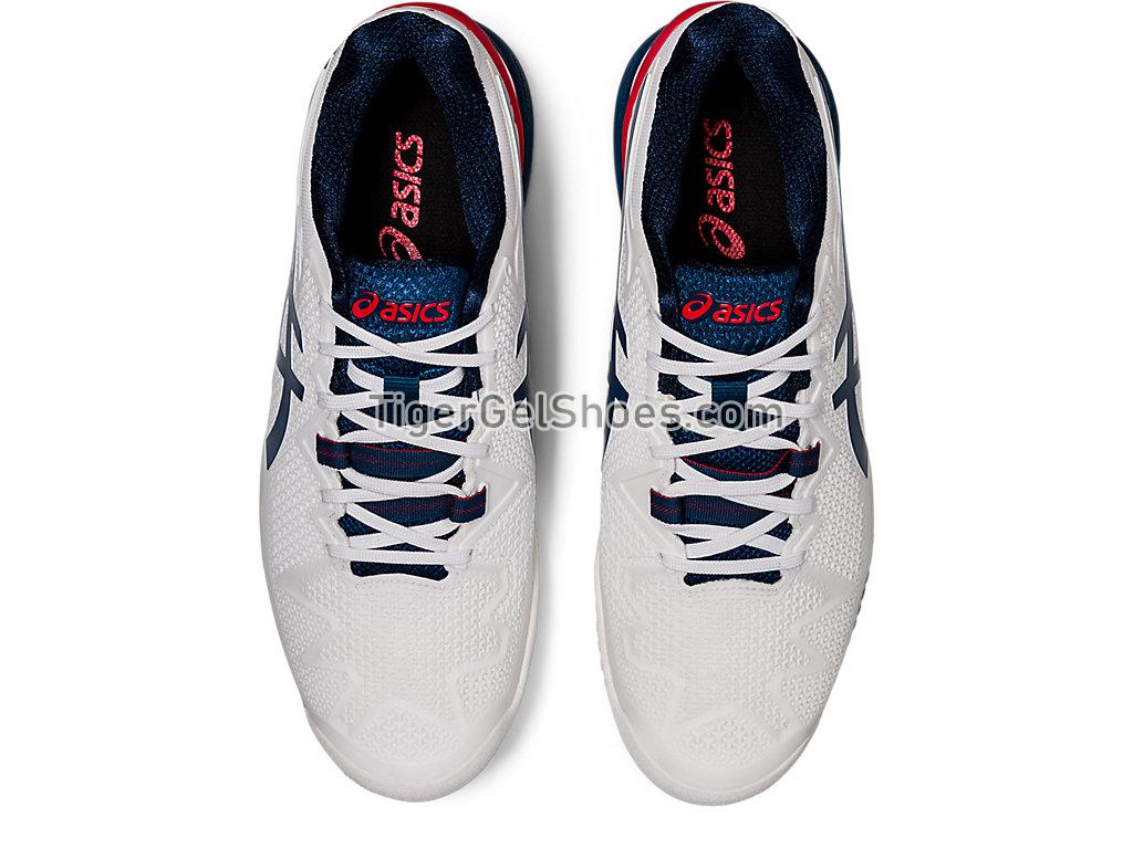 Asics GEL-RESOLUTION 8 (2E) White/Mako Blue 1041A113-103 Mens Tennis Shoes