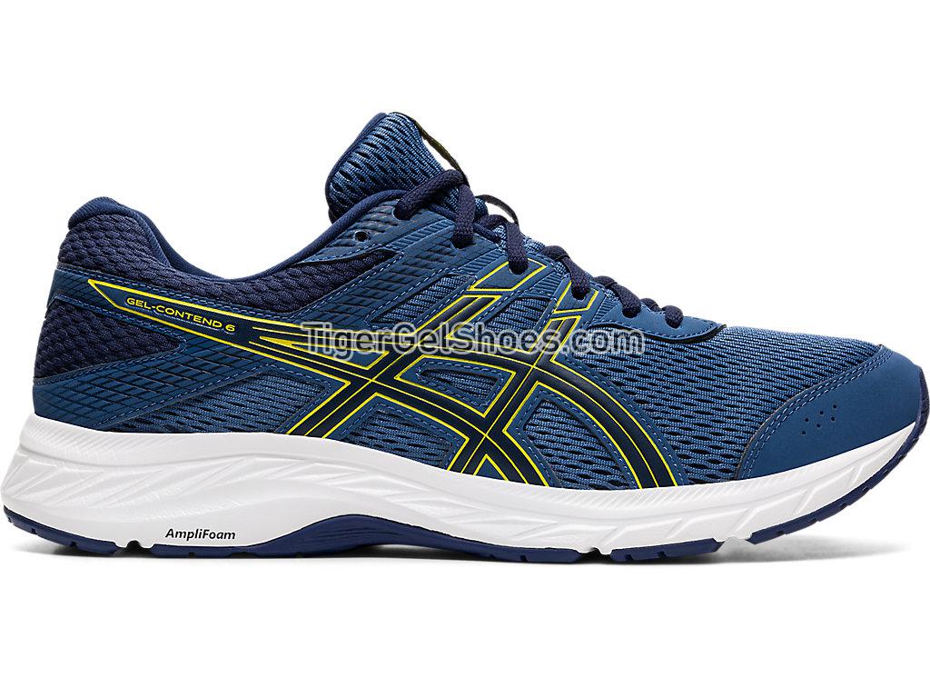 Asics GEL-CONTEND 6 Grand Shark/Vibrant Yellow 1011A667-400 Mens Running Shoes