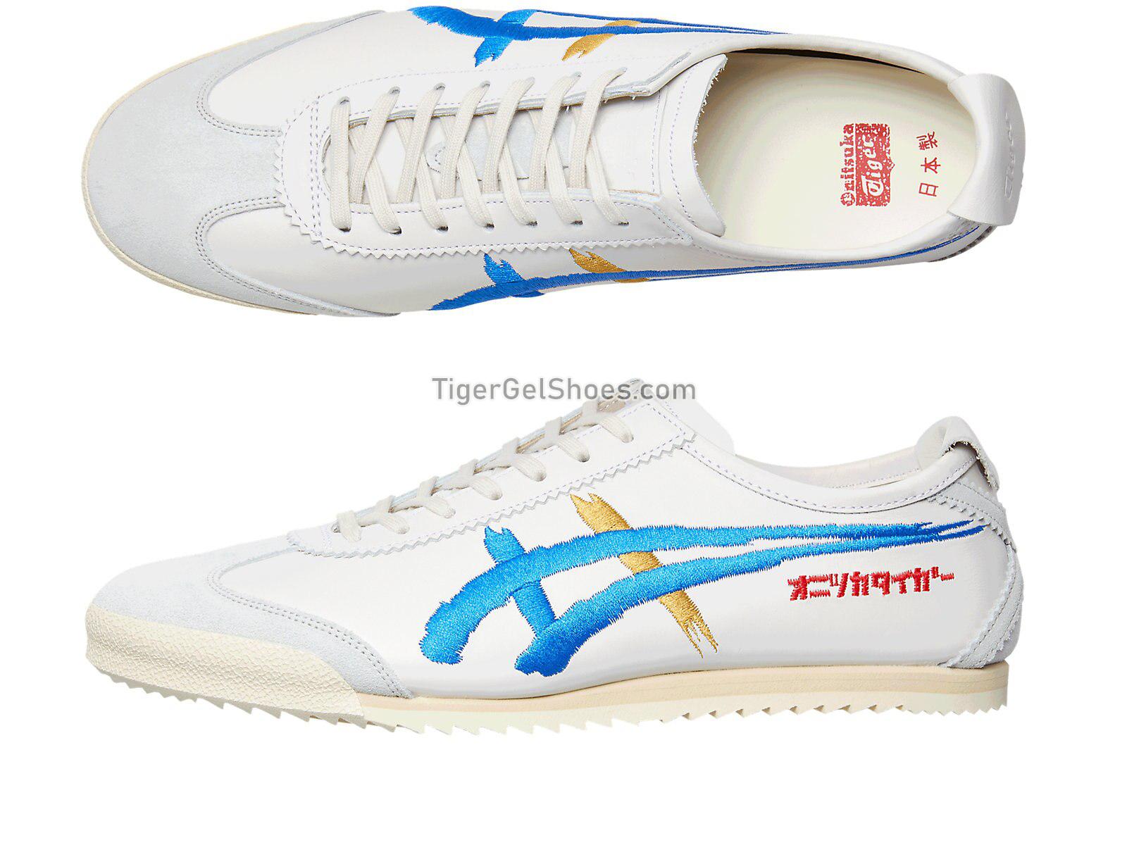 Onitsuka Tiger Mexico 66 Deluxe White/Directoire Blue/Gold 1181A119-101 Mens Womens Shoes