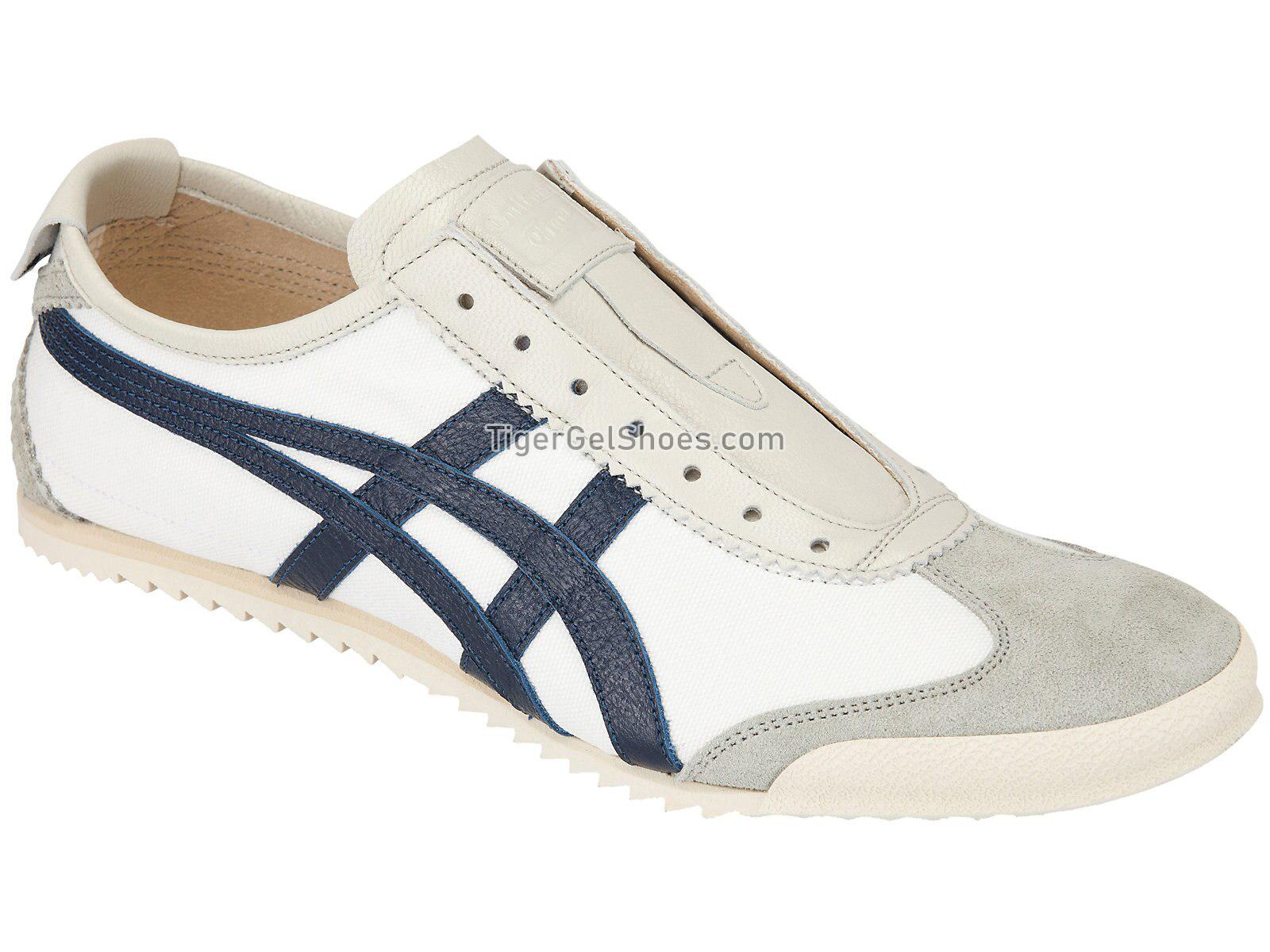 Onitsuka Tiger Mexico SLIP-ON Deluxe White/Indigo Blue/Grey 1182A134-101 Mens Womens Shoes