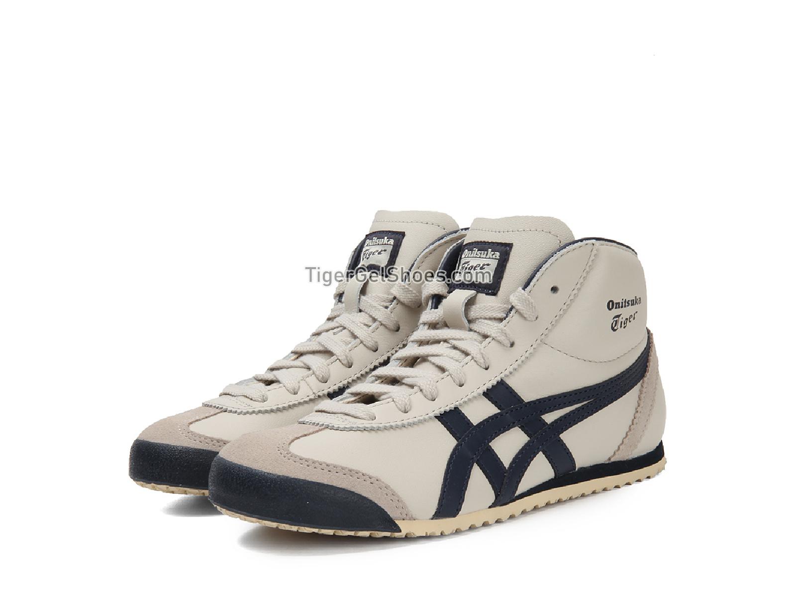 Onitsuka Tiger Mexico 66 Mid-Runner Creamy-White/Navy Blue THL328-1659 Mens Womens Shoes