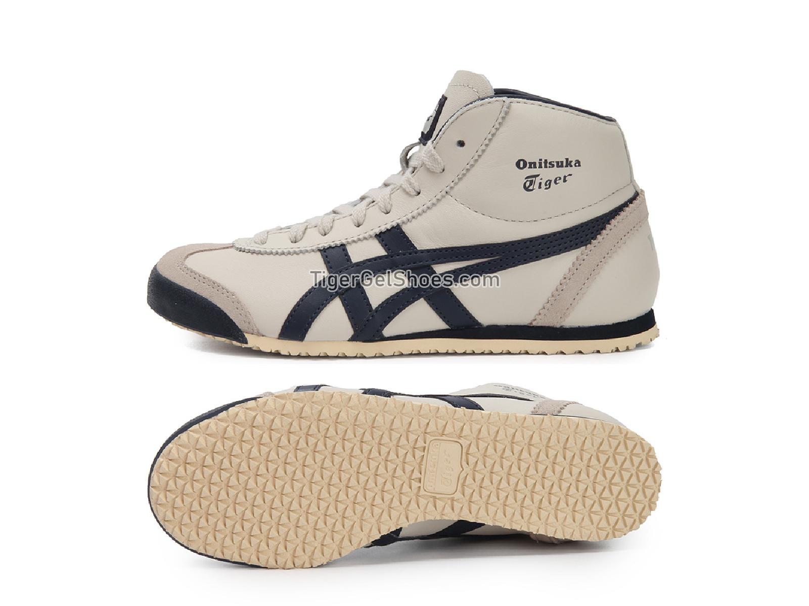 Onitsuka Tiger Mexico 66 Mid-Runner Creamy-White/Navy Blue THL328-1659 Mens Womens Shoes