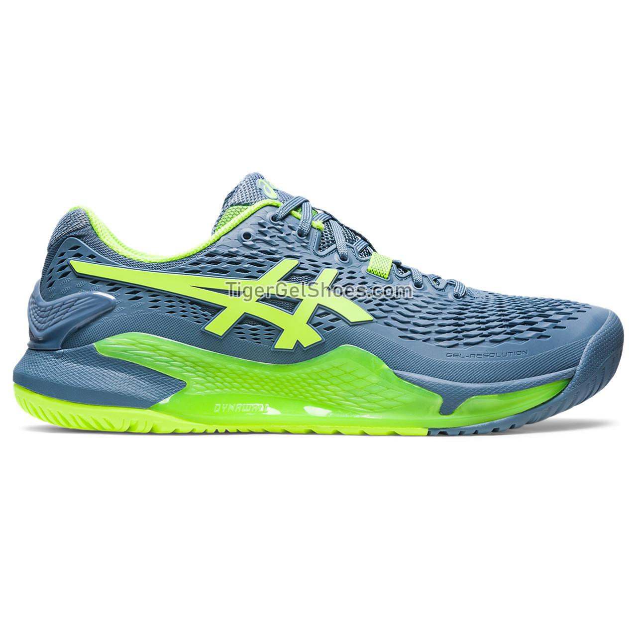 Asics Gel-resolution 9 Steel Blue/Hazard Green 1041A330-400 Mens Shoes