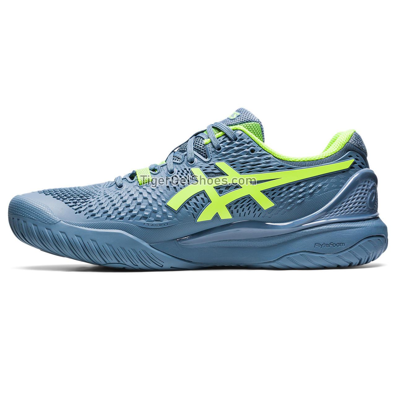 Asics Gel-resolution 9 Steel Blue/Hazard Green 1041A330-400 Mens Shoes