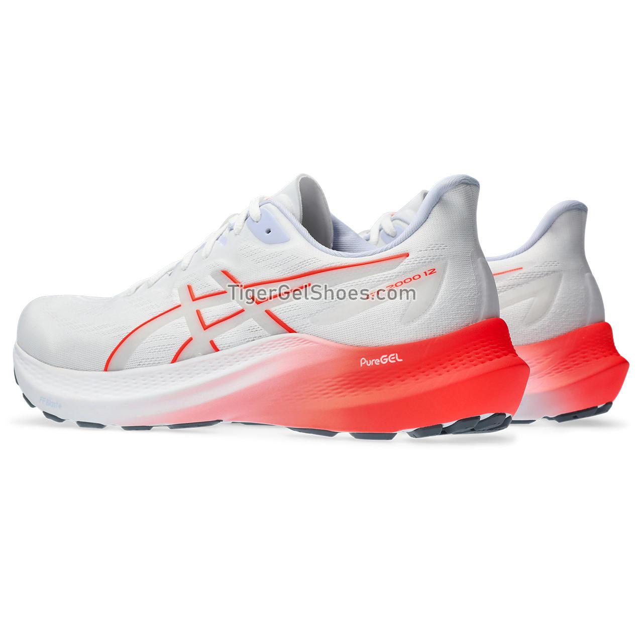 Asics Gt-2000 12 White/Sunrise Red 1011B691-101 Mens Shoes