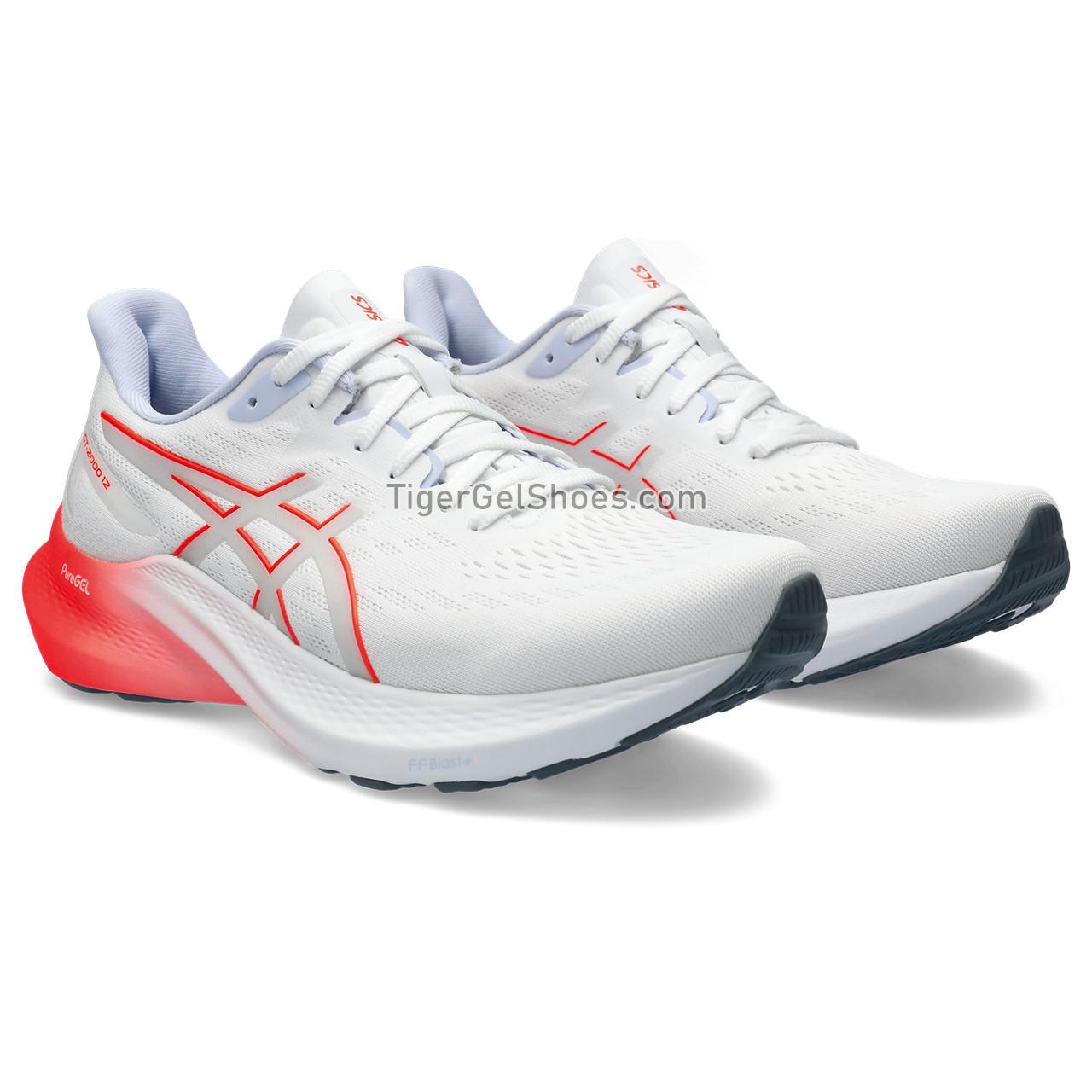 Asics Gt-2000 12 White/Sunrise Red 1012B506-101 Womens Shoes