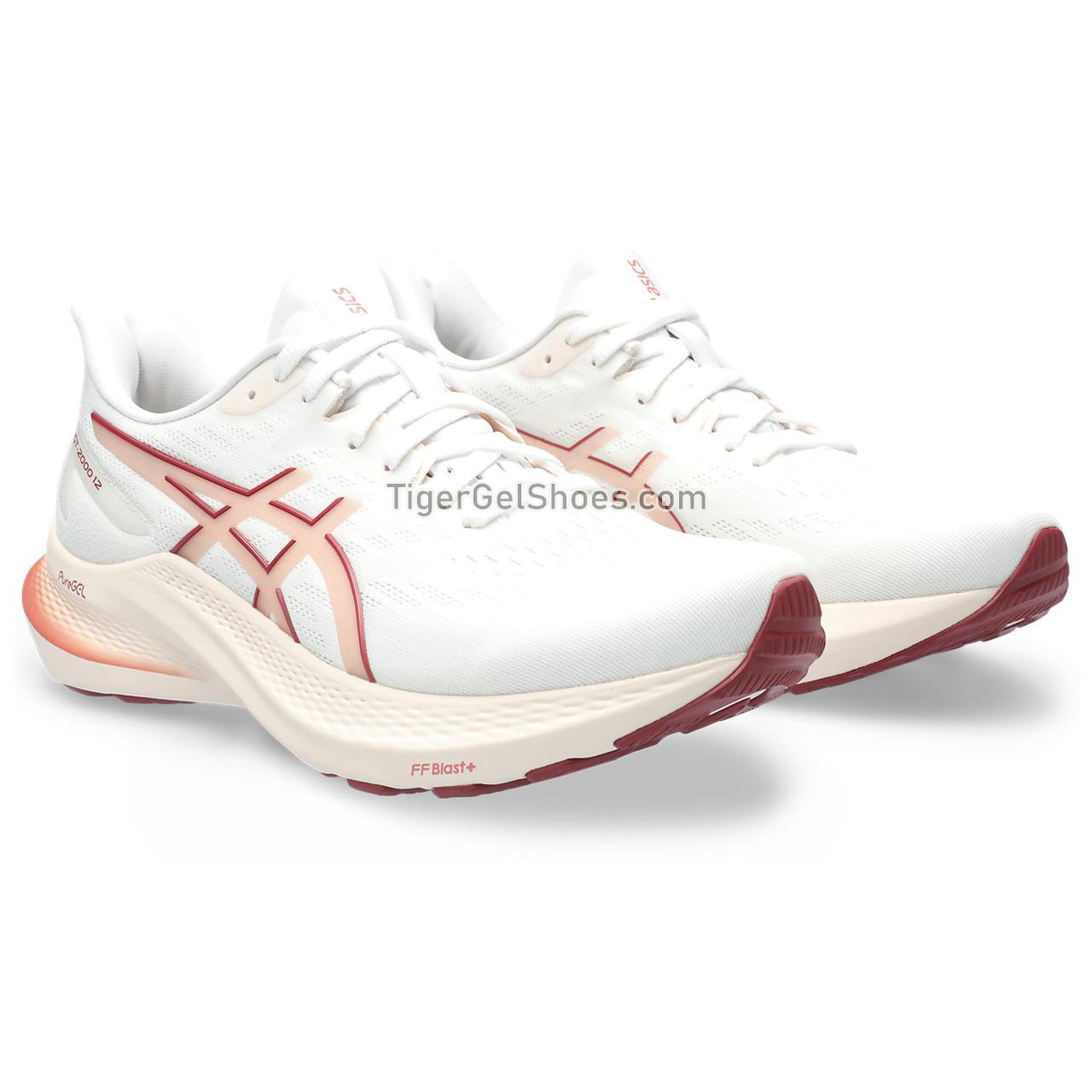 Asics Gt-2000 12 White/Light Garnet 1012B506-100 Womens Shoes