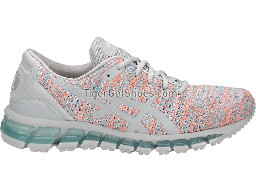 Asics GEL-Quantum 360 Knit Glacier Grey/Orange Pop/Aruba Blue T890N-9609 Womens Running Shoes