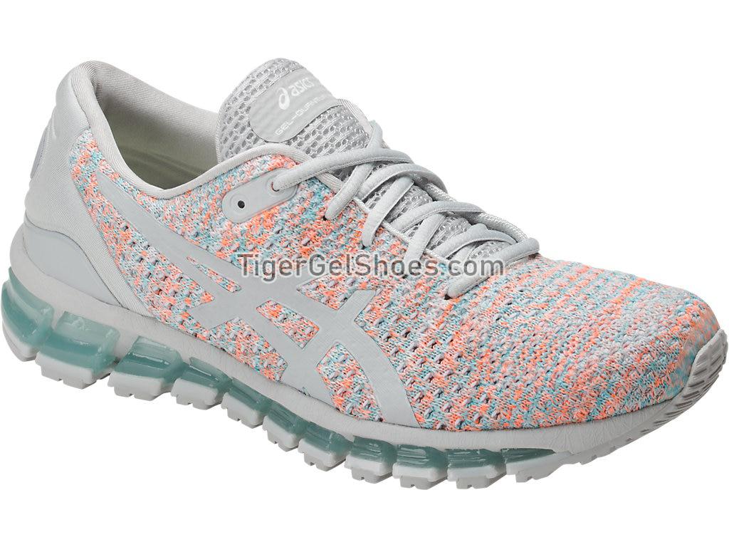 Asics GEL-Quantum 360 Knit Glacier Grey/Orange Pop/Aruba Blue T890N-9609 Womens Running Shoes