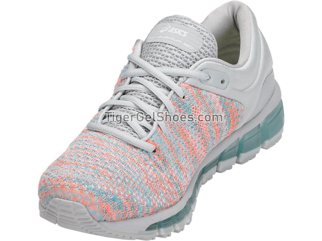 Asics GEL-Quantum 360 Knit Glacier Grey/Orange Pop/Aruba Blue T890N-9609 Womens Running Shoes