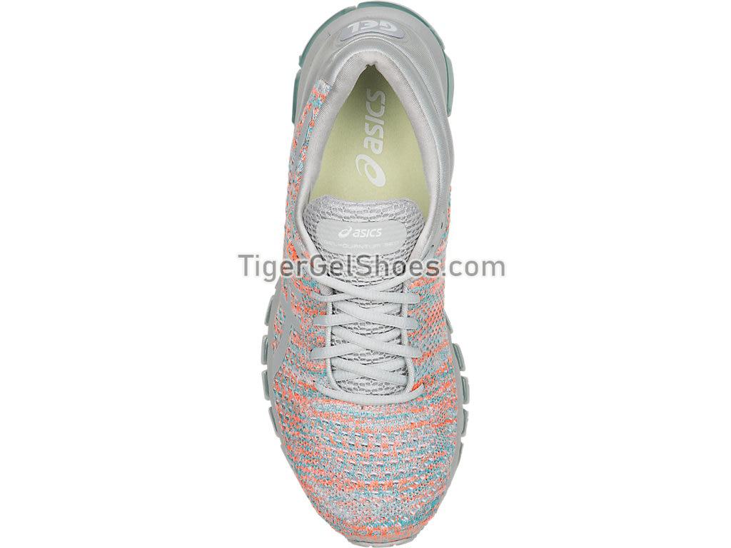 Asics GEL-Quantum 360 Knit Glacier Grey/Orange Pop/Aruba Blue T890N-9609 Womens Running Shoes