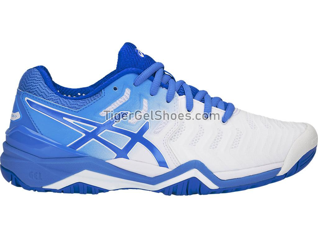 Asics GEL-Resolution 7 White/Blue Coast E751Y-101 Womens Tennis Shoes