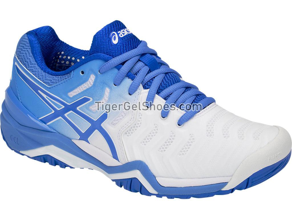 Asics GEL-Resolution 7 White/Blue Coast E751Y-101 Womens Tennis Shoes