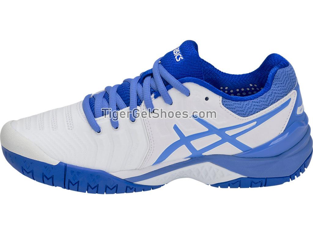 Asics GEL-Resolution 7 White/Blue Coast E751Y-101 Womens Tennis Shoes