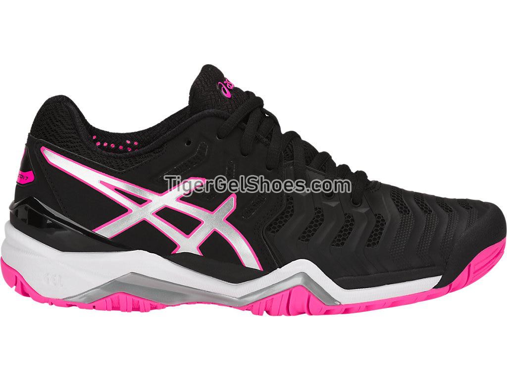 Asics GEL-Resolution 7 Black/Silver/Hot Pink E751Y-9093 Womens Tennis Shoes