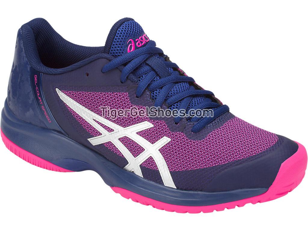 Asics GEL-Court Speed Blue Print/Pink Glow E850N-400 Womens Tennis Shoes