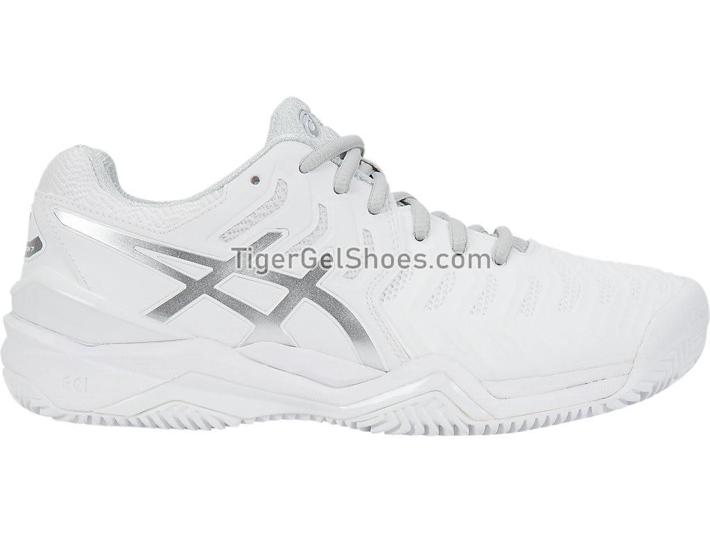 Asics GEL-Resolution 7 Clay Court White/Silver E752Y-0193 Womens Tennis Shoes