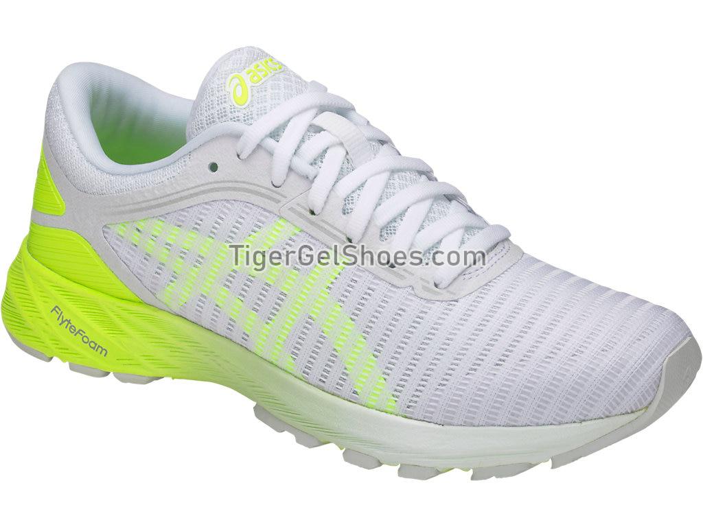 Asics DynaFlyte 2 White/Safety Yellow/Aruba Blue T7D5N-0107 Womens Running Shoes