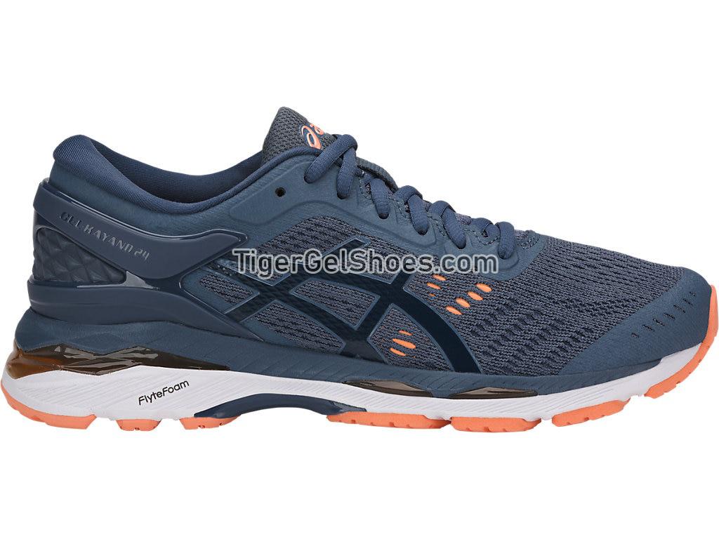Asics GEL-Kayano 24 (D) Smoke Blue/Dark Blue/Canteloupe T7A5N-5649 Womens Running Shoes