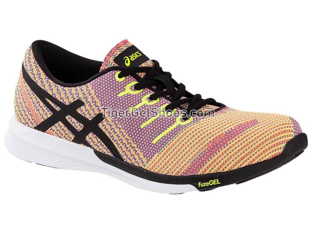 Asics fuzeX Knit Flash Coral/Black/Safety Yellow T879N-0690 Womens Running Shoes