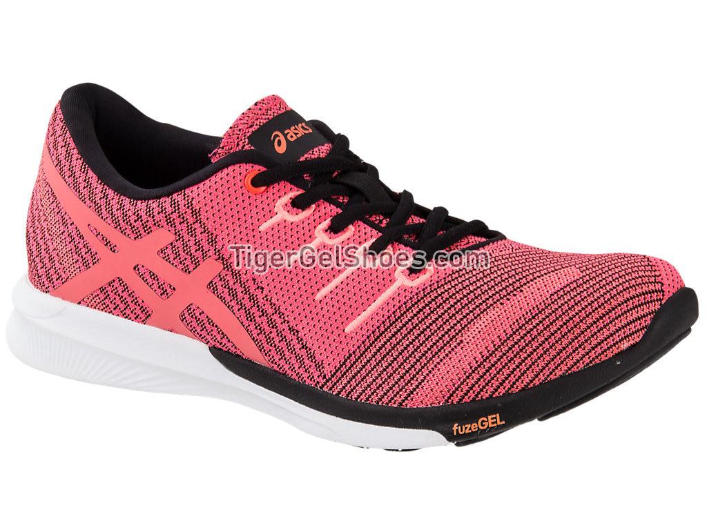 Asics fuzeX Knit Pink Glo/Flash Coral/Black T879N-2006 Womens Running Shoes