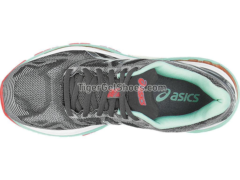 Asics GEL-Nimbus 19 (2A) Carbon/White/Flash Coral T753N-9701 Womens Running Shoes