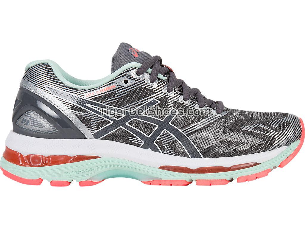 Asics GEL-Nimbus 19 Carbon/White/Flash Coral T750N-9701 Womens Running Shoes