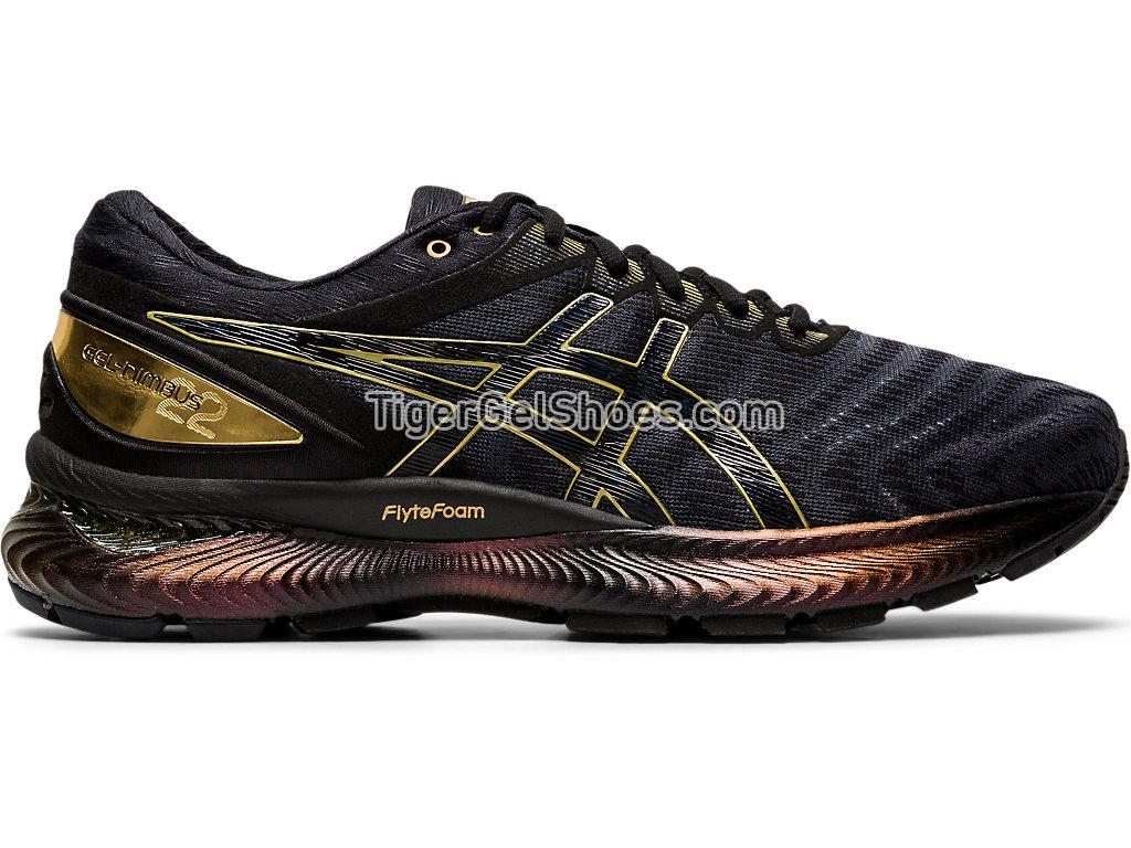 Asics GEL-Nimbus 22 Platinum Black/Pure Gold 1011A779-001 Mens Running Shoes