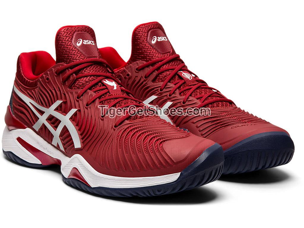 Asics COURT FF NOVAK Burgundy/White 1041A089-600 Mens Tennis Shoes