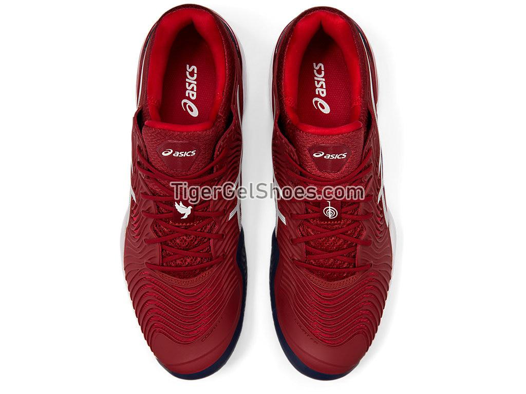 Asics COURT FF NOVAK Burgundy/White 1041A089-600 Mens Tennis Shoes