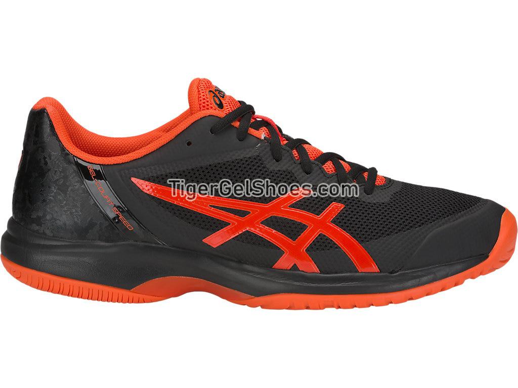Asics GEL-Court Speed Black/Cherry Tomato E800N-011 Mens Tennis Shoes Asics GEL-Court Speed Black/Cherry Tomato E800N-011 Mens Tennis Shoes