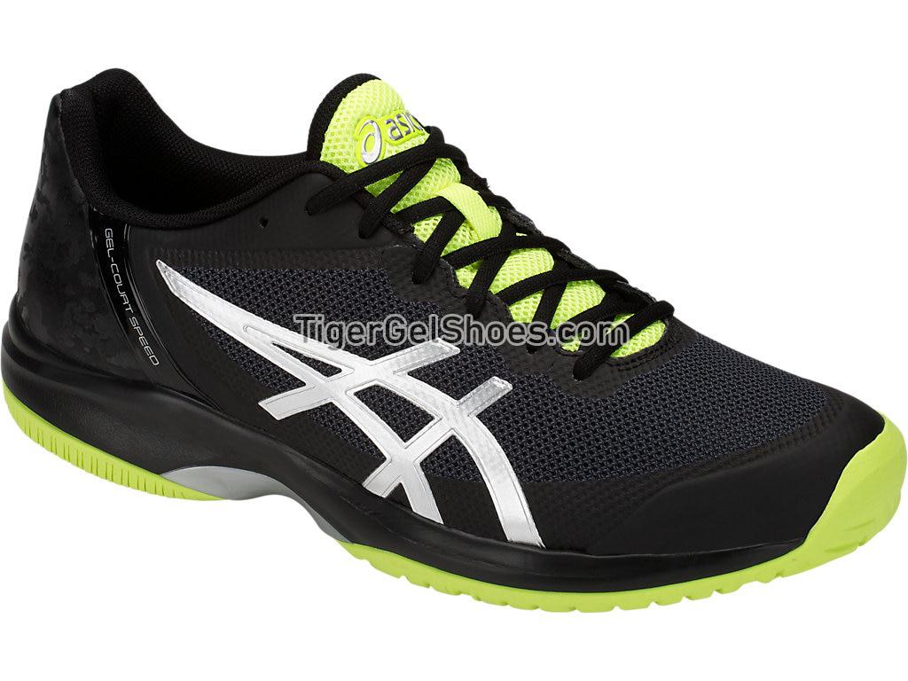 Asics GEL-Court Speed Black/Flash Yellow E800N-001 Mens Tennis Shoes