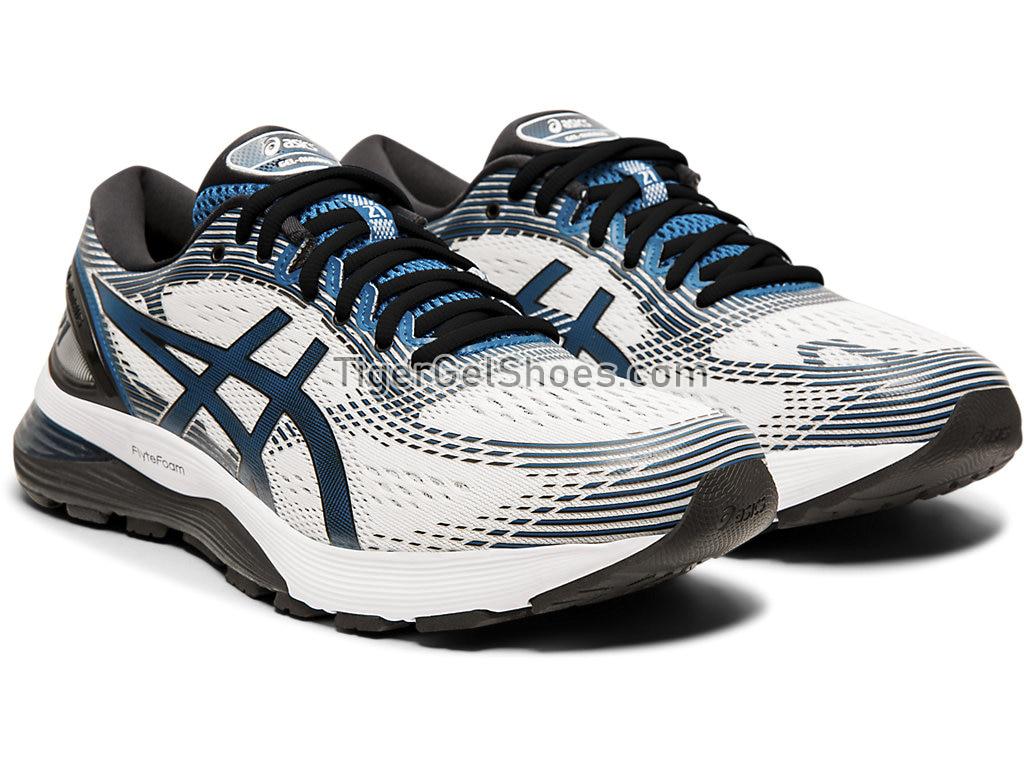 Asics GEL-NIMBUS 21 (2E) White/Deep Sapphire 1011A172-100 Mens Running Shoes